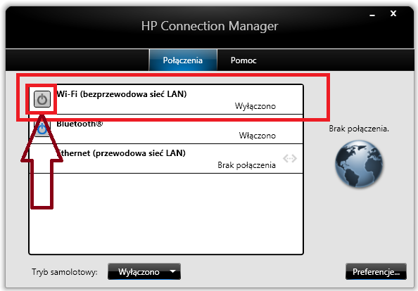disabled by wireless button hp connection manager